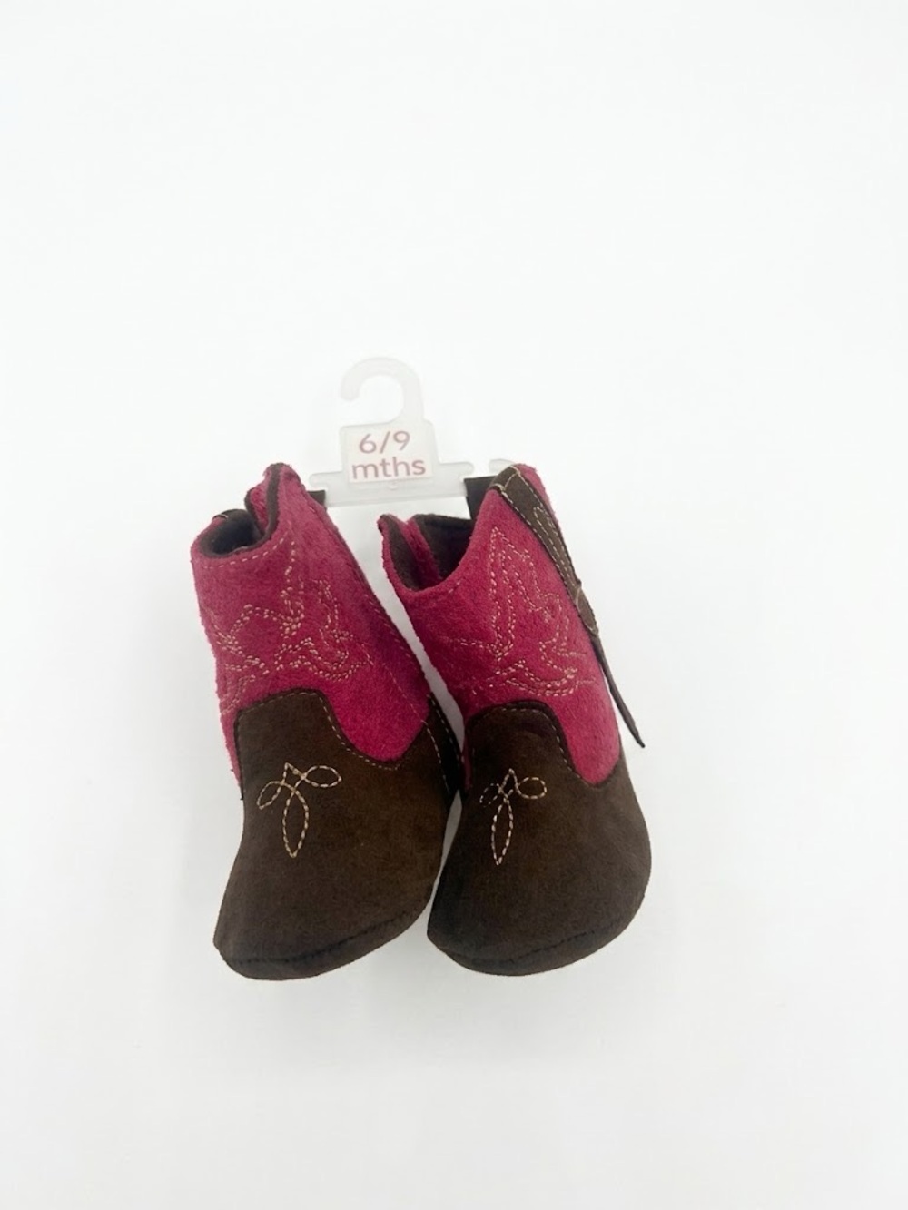 NWT Infant Girls Brown and Pink Cowboy Booties - 6/9 Months